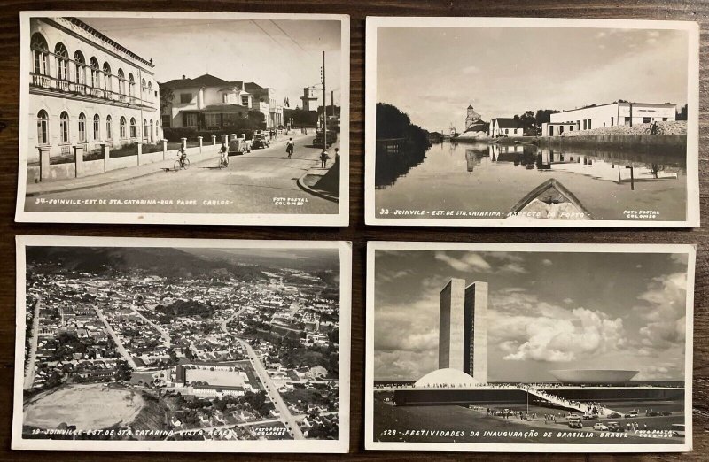 Lot 4 real photo postcards Brazil JOINVILE porto rua padre carlos catarina aerea 