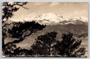 RPPC Colorado Springs Pikes Peak from Austin Bluff Sanborn Postcard H29