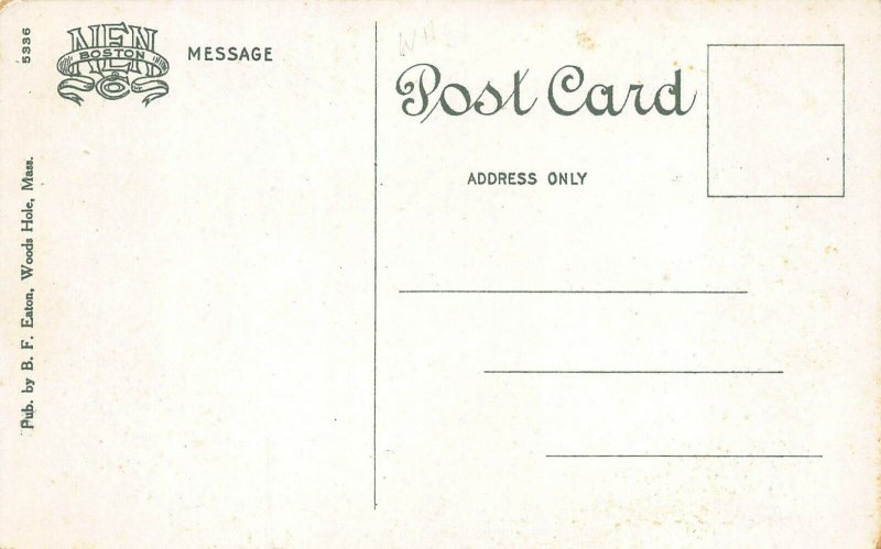 Woods Hole MA Post Office Old Cars Postcard