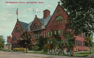 Vintage Postcard 1913 View of Buckingham School Springfield Massachusetts MA