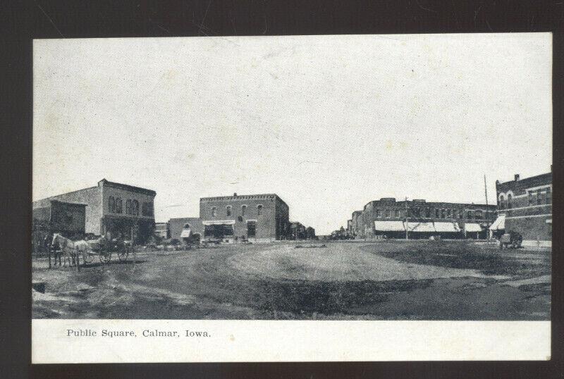 CALMAR IOWA DOWNTOWN PUBLIC SQUARE STREET SCENE VINTAGE ANTIQUE POSTCARD