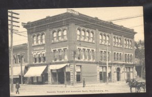 WARRENSBURG MISSOURI DOWNTOWN MASONIC TEMPLE AMERICAN BANK VINTAGE POSTCARD