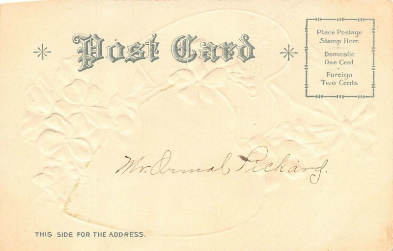 LP88   Valentine's Day Postcard Blue Flowers 