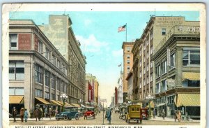 c1920s Minneapolis, MN Nicollet Ave & 8th Downtown Postcard Main Street Cars A41