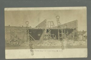 Rapid City SOUTH DAKOTA RPPC 1908 BUILDING CONSTRUCTION Working NEW YEARS DAY 