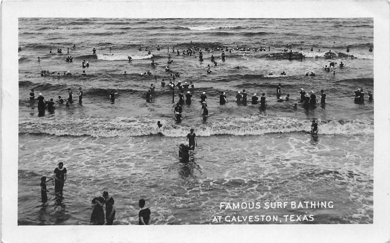 F27/ Galveston Texas RPPC Postcard 1911 Famouse Surf Bathing Beach