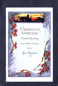 Cordial Greetings Christmas Postcard Glad Yuletide Church Sunset 1919