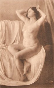 Nude. Lady. After the bath Old vintage Italian photo postcard