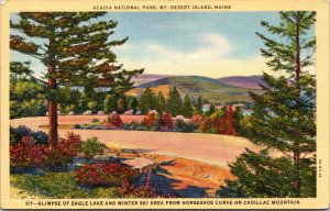 Postcard Acadia National Park Winter Ski Area from Horseshoe Curve Cadillac Mtn