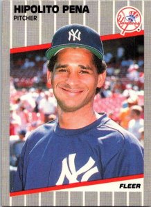 1989 Fleer Baseball Card Hipolito Pena New York Yankees sk21037