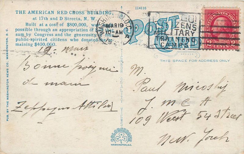 Red Cross Memorial Washington D.C. postcard