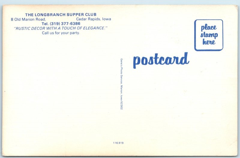 c1970s Cedar Rapids, IA Longbranch Supper Club Marion Rustic Restaurant PC A235