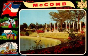 Mississippi McComb Greetings From The Camelia City Showing Edgewood Park