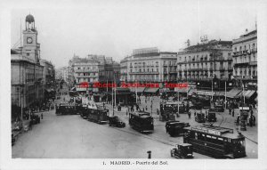 Spain, Madrid, RPPC, Puerta Del Sol, Trolley, Photo No 1