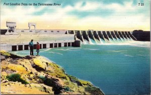 Fort Loudon Dam Tennessee River Linen Knoxville Tn River Colourpicture Postcard 