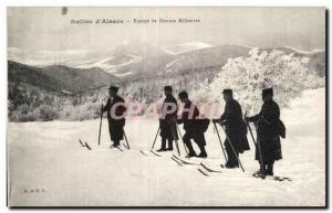 Old Postcard Army War of 1914 Ballon d Alsace team of military skiers