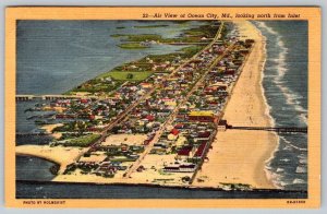 1940-60's OCEAN CITY MD AERIAL VIEW NORTH FROM INLET BEACH BOARDWALK  POSTCARD