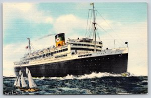 Transportation~Ships~Good Neighbor Liner Argentina Or Brazil~Hoertz Art~Linen