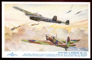 dc1449 - AIR FORCE Postcard 1940s SPITFIRES  Fighters & Dornier DO 215s