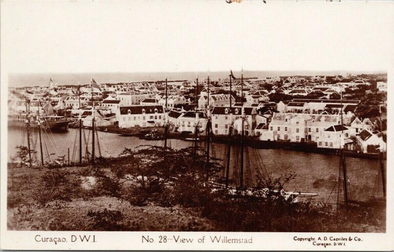 Curacao View of Willemstad DWI Dutch Caribbean Island Capriles RPPC Postcard E59