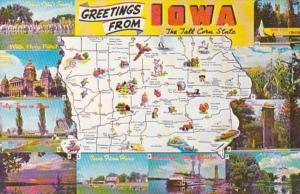 Iowa Greetings From The Tall Corn State With Map