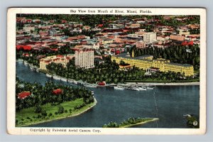 Miami FL-Florida, Sky View From Mouth Of River, Vintage Postcard 