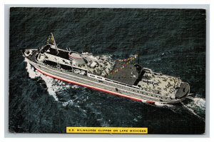 Vintage 1940's Advertising Postcard SS Milwaukee Clipper Lake Michigan Wisconsin