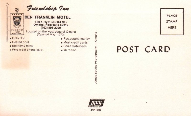 Friendship Inn,Ben Franklin Motel,Omaha,NE BIN