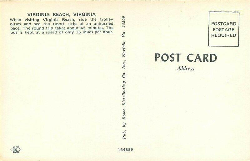 VA, Virginia Beach, Trolley Bus, Rowe Distributing No. 164889