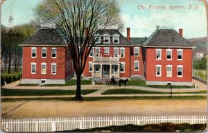 City Hospital Hudson New York Postcard 1909 to House of Mercy Hosp. Pittsfield