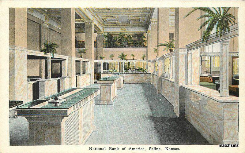 1920s National Bank of America Salinas Kansas Kropp postcard 11736