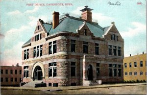 Post Office Davenport Iowa Postcard 1910 Novelty Braid at Petersons