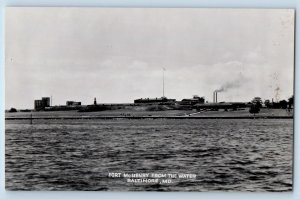 Baltimore Maryland MD Postcard RPPC Photo Fort McHenry From The Water c1930's