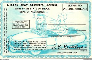 Humour Back Seat Driver's License