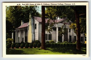 Fort Hill Home Of John Colhoun Clemson South Carolina Postcard Linen Unposted SC