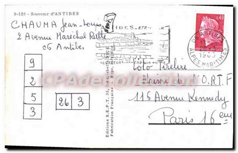 Old Postcard Souvenir d'Antibes