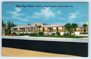 DAYTONA BEACH, Florida FL ~ Roadside SUN RAY COURT Motel 1940s Linen Postcard
