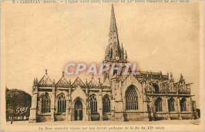 Old Postcard Carentan (handle) the church our lady central tower rests on a l...