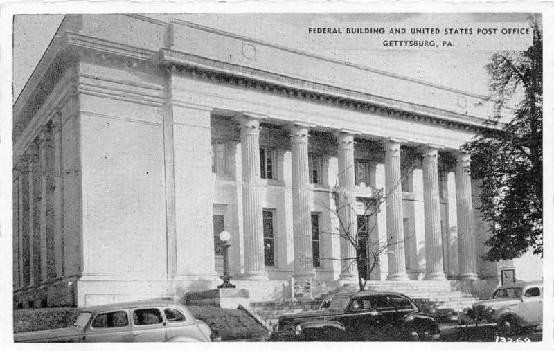 FEDERAL BUILDING & UNITED STATES POST OFFICE GETTYSBURG PENNSYLVANIA POSTCARD