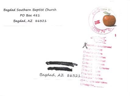 US #4730  Red Delicious Apple.  Invitation to attend Church - Bagdad