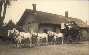 Bryant's Pond ME RR Train Station Depot Stagecoach Real Photo Postcard