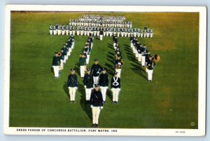 Fort Wayne Indiana IN Postcard Dress Parade Of Concordia Battalion c1940 Vintage