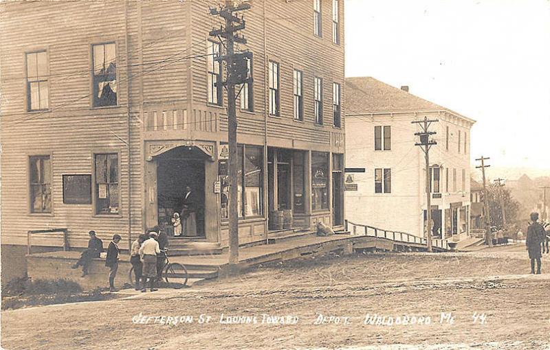 Waldoboro ME Dirt Friendship Street Store Fronts RPPC Postcard