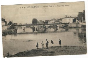 France 1916 Used Postcard Military Post Jarnac View Bridge Park Children