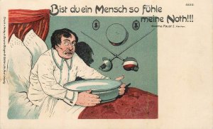 B582 Fencing fence student suffering dramatic hangover Goethe's Faust quote 1900