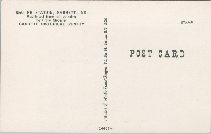 Transportation~B & O Railroad Station~Garrett Indiana~Vintage Postcard 