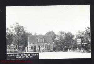 RPPC CAMDENTON MISSOURI LAN-O-LAK MOTEL GAS STATION REAL PHOTO POSTCARD MO.