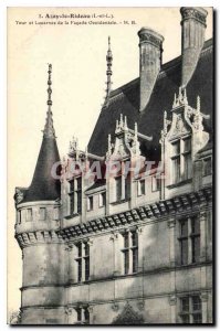 Old Postcard Azay le Rideau I and L Tower and skylights of the West Facade