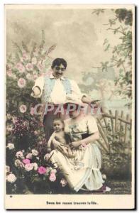 Old Postcard Under The Reses Find Girl's Women's Baby