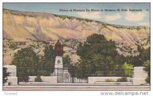 Statue Of Marquis De Mores In Medora, North Dakota Badlands, 1930-1940s